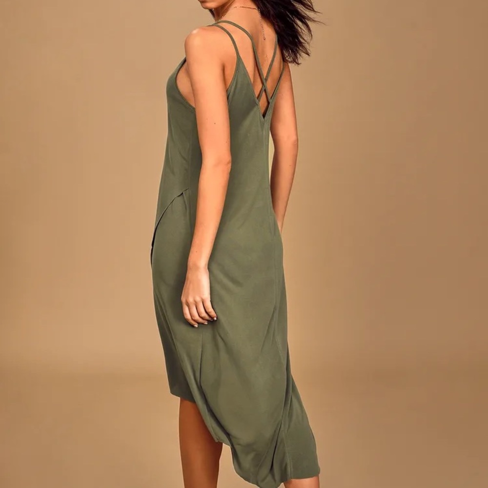 Lulus high lo dress olive green